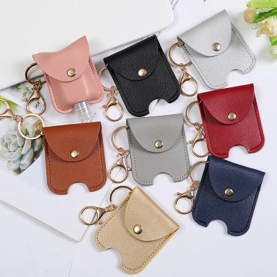 China Multifunctional Hot Selling PU Leather Key Chain Cover Key Chain Storage Bags Home Storage Organization 30ml Hand Sanitizer Bottle for sale