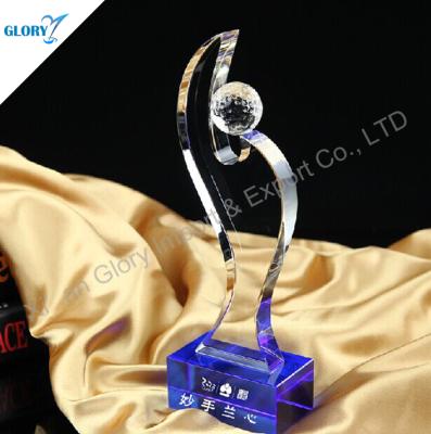 China Custom Europe Crystal Trophies With Blue Base For Souvenirs for sale