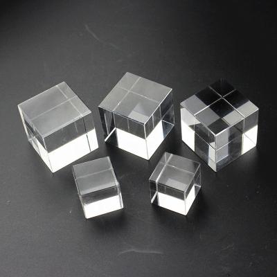 China Square K9 White Clear Europe Glass Block Spheres Plate Pillars Small Large Crystal Cube For 3D Photo Laser Engraving for sale