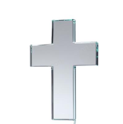 China Custom Made Clear Baby Baptism Muslim Jade Glass Cross Souvenirs From Europe for sale