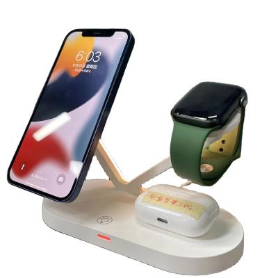 China Qi Boutique 15W Fast Wireless Charging Fast Wireless Charger 3 in 1 Wireless Charging Stand with Desk Lamp for iPhone for Airpods for iwatch for sale