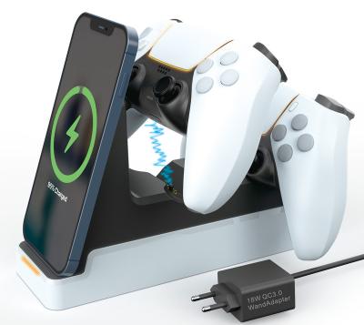 China 15W Video Game Player New Product 2 in 1 Wireless Charger for iPhone Docking Station and Ps5 Wireless Controller Dual Fast Bracket for sale