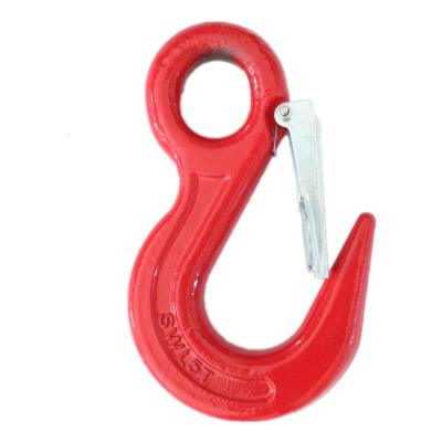 China Durable Industrial Drop Alloy Steel Crane Hook Clamp Container Hardware Eye Crane Hoist Hook With Latch for sale