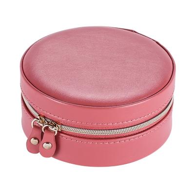 China Classic Velvet Portable Travel Organized Ring Earring Jewelry Box Organizer Jewelry Storage Case With Mirror for sale