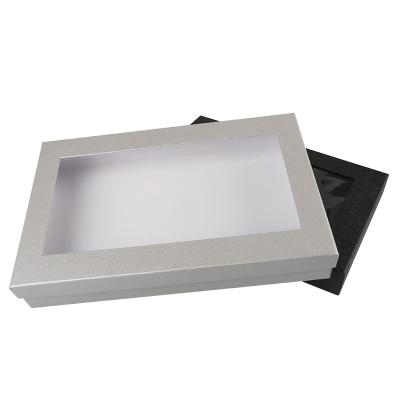 China Cheap Classic Recycle Tissue Paper Packing Boxes PVC Window Lid Paper Box For Gift for sale