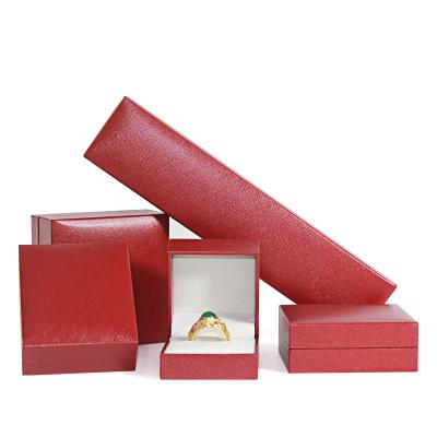 China Classic Factory Customize Red Color Velvet Insert Packing Box For Ring Necklace Jewelry Box for sale