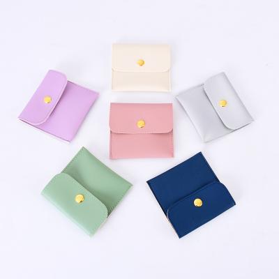 China Customized Classic Mini Small Flap Snap Pouch Bag Cheap PU Leather Jewelery Pouches for sale