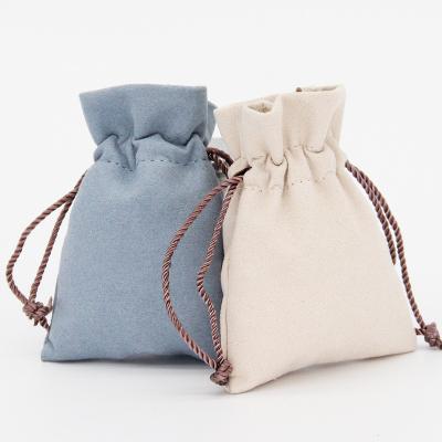 China Small Classic Bag Logo Velvet Rope Drawstring Suede Jewelry Pouches for sale