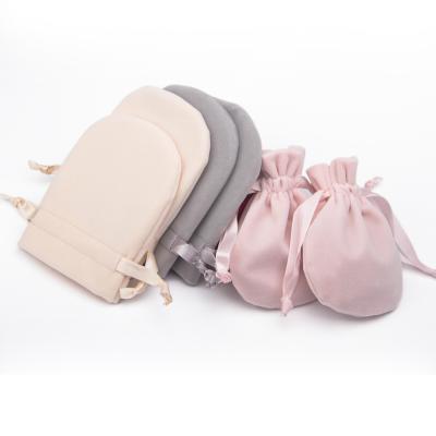 China New Arrival Classic Logo Ribbon Drawstring Velvet Custom Bag Small Pockets Suede For Jewelry for sale