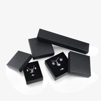 China Interesting Hot Selling Paper Boxes Logo Ring Necklace Jewelry Custom Lid Cover Black Packaging Boxes for sale