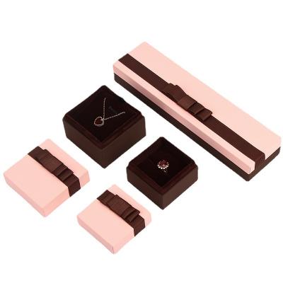 China Octagon Shape Jewelry Box Packing Paper Box Pink Color With Lid Ring Necklace Jewelry Ribbon Packing Gift Boxes for sale