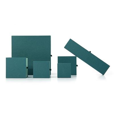 China Recyclable Custom Dark Green Paper Box Jewelry Gift Packaging Sliding Drawer Box For Jewelry for sale