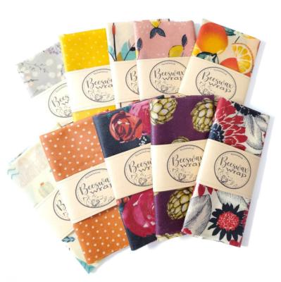 China For Zero Food Waste Eco Friendly Vegan Beeswax Food Wrap Reusable Custom Printed 3 4 5 6 Pcs Set Pack Beeswax Food Wrap for sale