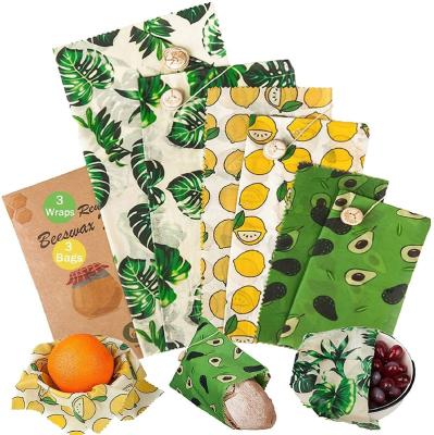 China For 3 4 5 6 7 8 Food Eco Friendly Organic Vegan Beeswax Food Wrap Set Reusable Zero Waste Package for sale