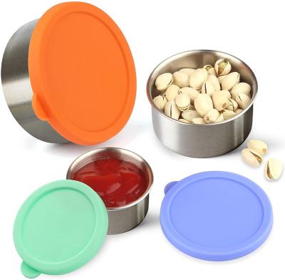 China Freshness Preservation Silicone Lid Condiment Dimension Leak Make Stainless Steel Food Container For Food Snacks Dessert Small Heavy Duty Storage Container Set for sale