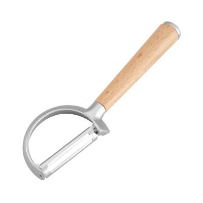 China Zero Eco-Friendly Sustainable Wood Wooden Potato Peeler Waste Stainless Steel Handle Kitchen Vegetable Peeler for sale