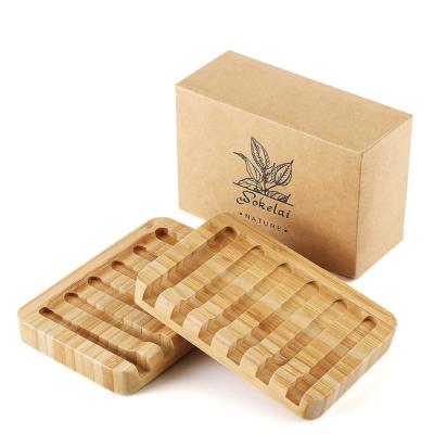 China Eco-Friendly Logo Custom Bamboo Soap Dish Soap Holder Bamboo Soap Dish Holder 100% Natural Natural Wooden Box Modern for sale