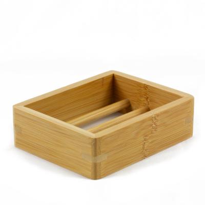 China Traditional Eco-Friendly 100% Biodegradable Zero Waste Natural Water Draining Bamboo Wooden Soap Bar Dish Holder for sale