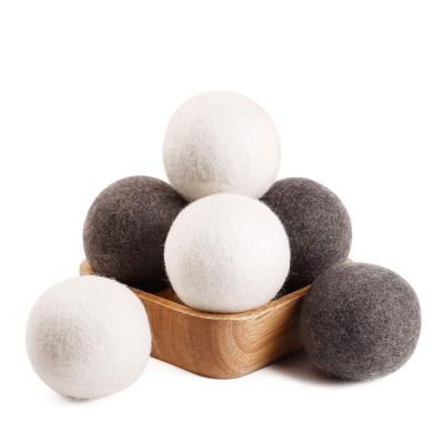 China Eco Friendly 6 Pcs Zero Cleaning Waste Pack Natural New Zealand Wool Dryer Balls Set Pack With Organic Cotton Pouch Bag for sale