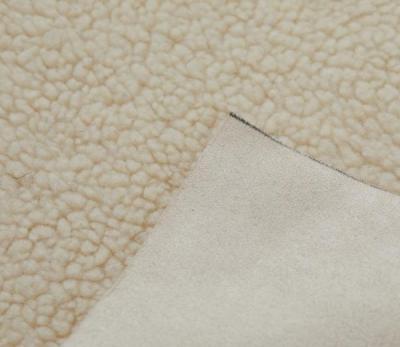 China Garment Off White Color Faux Fur Leather Bonded Fabric With Low MOQ for sale