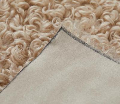 China Bonded Garment Brown Color Leather Pile Faux Fur Curly Fabric for sale