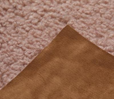 China Bonded Garment Fabric Faux Fur Sherpa Fleece Pink Color Brown Home Textile Leather Garment Knitted for sale