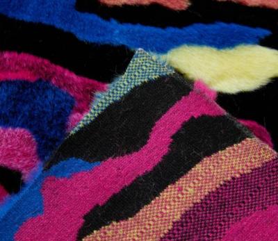 China Auto Upholstery Long Pile Jacquard Faux Fur Very Attractive Multicolor Long Fabric for sale