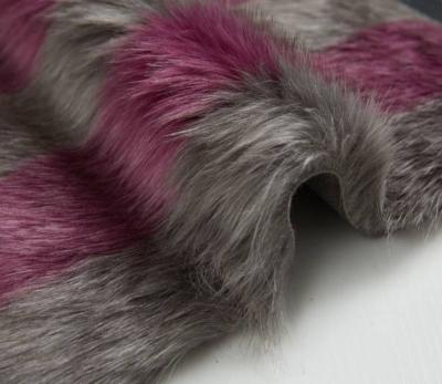 China Auto Upholstery Stripe Design Plush Faux Fur Fabrics OEM Your Colorful Long Pile Jacquard for sale