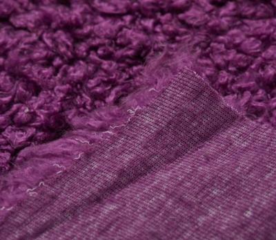 China Auto Upholstery Purple Color Design Curly Polyester Knitted Faux Fur Fabrics for sale