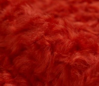 China Auto Upholstery Red Color Wonderful Curly Design Polyester Knitted Faux Fur Fabrics for sale