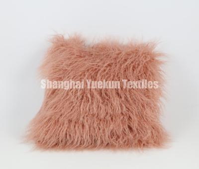 China Fire Retardant Unique Mongolian Fur Pillows Faux Fur Cushions Mongolian Lamb Fur Cushion Microfiber Pillow for sale