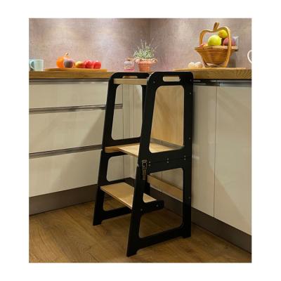 China Modern Foldable Kitchen Auxiliary Tower Table Chairs Integrated Wooden Learning Tower for sale