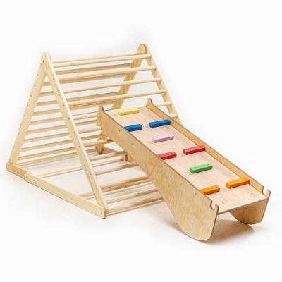 China Modern Simple Wooden Climbing Frame for Children's Triangle Slope Slide for sale