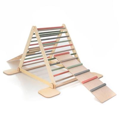 China Modern Dreamlike Colors Children's Wooden Jungle Gym Triangle Stabilized Baby Climbing Steps for sale