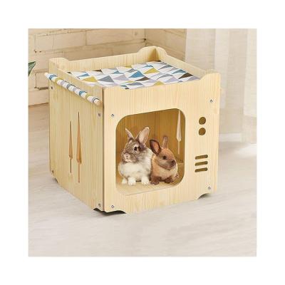 China Breathable Wooden Cat House Rabbit Hideout Wooden design for sale