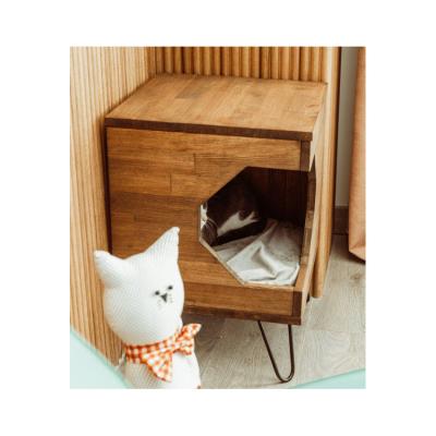 China Breathable Solid Wood Pet House Mid-century Modern Cat Bed Dog Kennel for sale