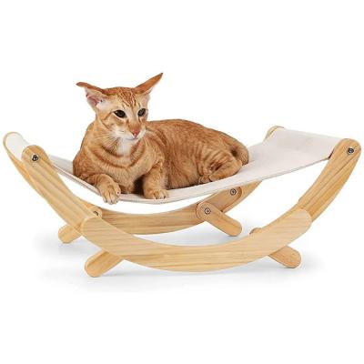 China Breathable Comfortable Warm Wooden Indoor Swing Pet Cat Bed Deformable Detachable for sale