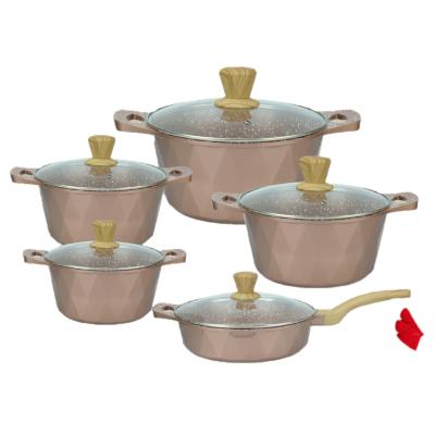 China Factory direct supply viable pots set 12pcs aluminum die cast cookware sets with heat resistant paint for sale