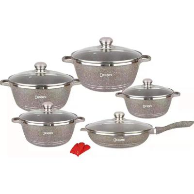 China Best Viable Selling 12pcs Dessini Cookware Set Nonstick Ceramic Granite Stone Coating for sale