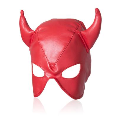 China Leather Blindfold Black And Red Headgear Stage Performance Mask XS-22083 for sale