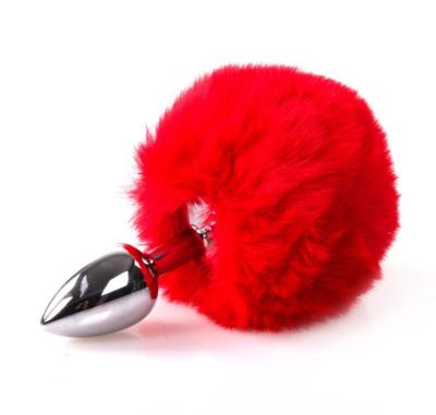 China Colorful Ball Couples Real Wool Fox Tail Anal Plug Women Cosplay Costume Accessories Feather Toy Cat Tail Fashion Metal Fox Tail Plug for sale