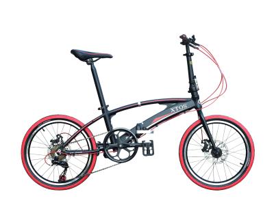 China Wholesale XTOS X6 Aluminum Alloy Hot Sale OEM Folding Bicycle 20inch 22 Inch 7speed Aluminum Alloy Portable City Bicycle for sale