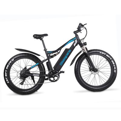 China Aluminum alloy US EU warehouse 26 inch full suspension electric fat tire snow ebike 48V 1000W mountain bicycle electric bike for sale