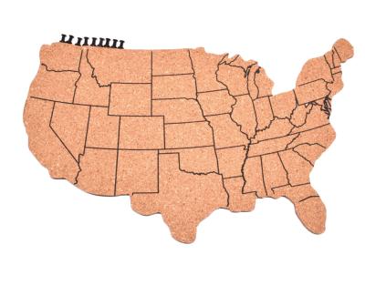 China Travel USA Map Cork Board With 10 Push Pins Bulletin Board for sale