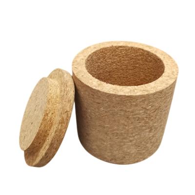 Cina Dia. 8cm Cork Storage Box Cylindrical Round Shaped With Cork Lid in vendita