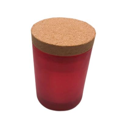 China OEM Frosted Tinted Glass Candle Jar Cork Stopper Tightly Airtightness for sale