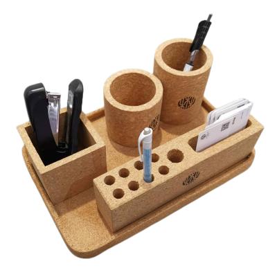 China Douane Cork Pen Holder Desk Organizer Set Cork Desk Tray Office Stationery Te koop