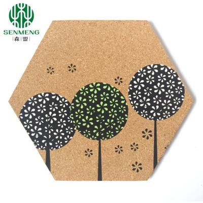 China Natural Hot Sale Hexagonal Self-Adhesive Cork Board for sale