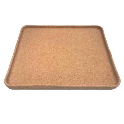 China BSCI Rectangular Natural Cork Serving Tray 12''X8''X0.79'' BSCI Heat Resistant for sale