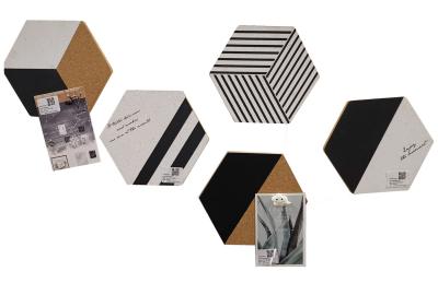 China 500pcs Painted Cork Board Hexagon Tiles Black White Eco Friendly for sale